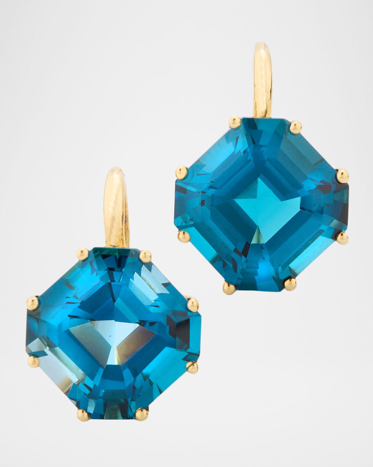 Goshwara Gossip London Blue Topaz Asscher Cut Earrings in 18K Yellow Gold