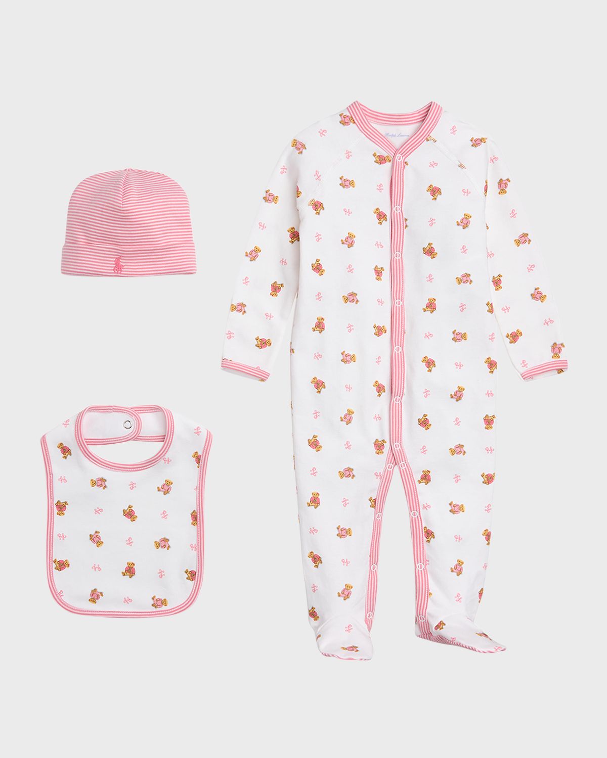 Polo Ralph Lauren Girl 's 3-Piece Gift Set, Size Newborn-9M