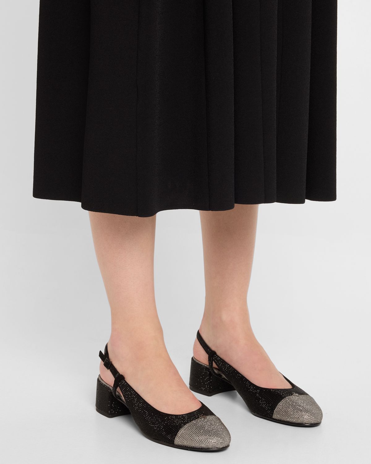 Tory Burch Bicolor Pave Cap-Toe Slingback Pumps