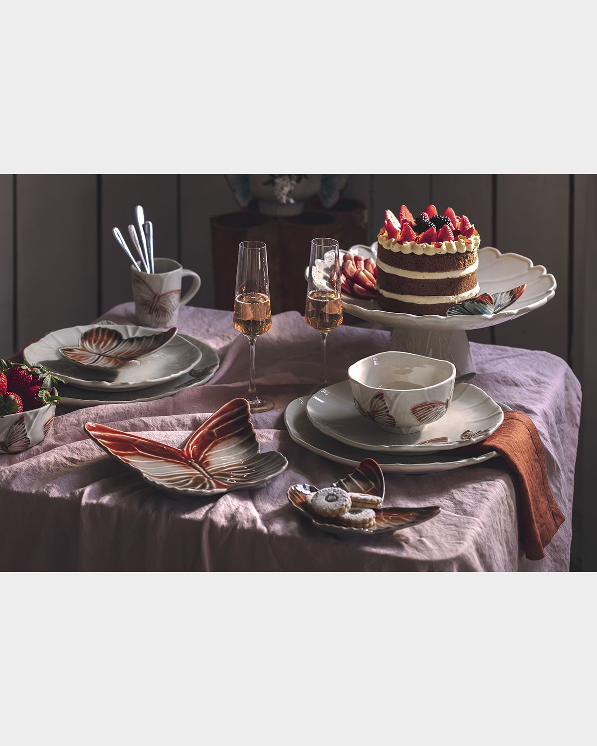 Bordallo Pinheiro Cloudy Butterflies Charger Plates by Claudia Schiffer