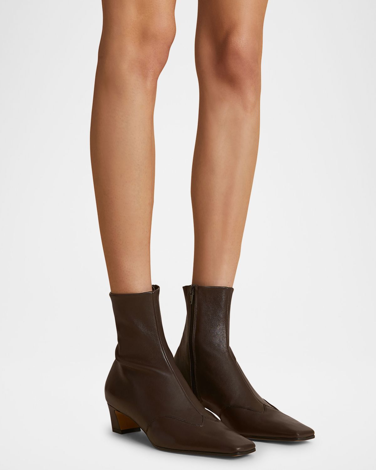 Khaite Nevada Stretch Leather Ankle Booties
