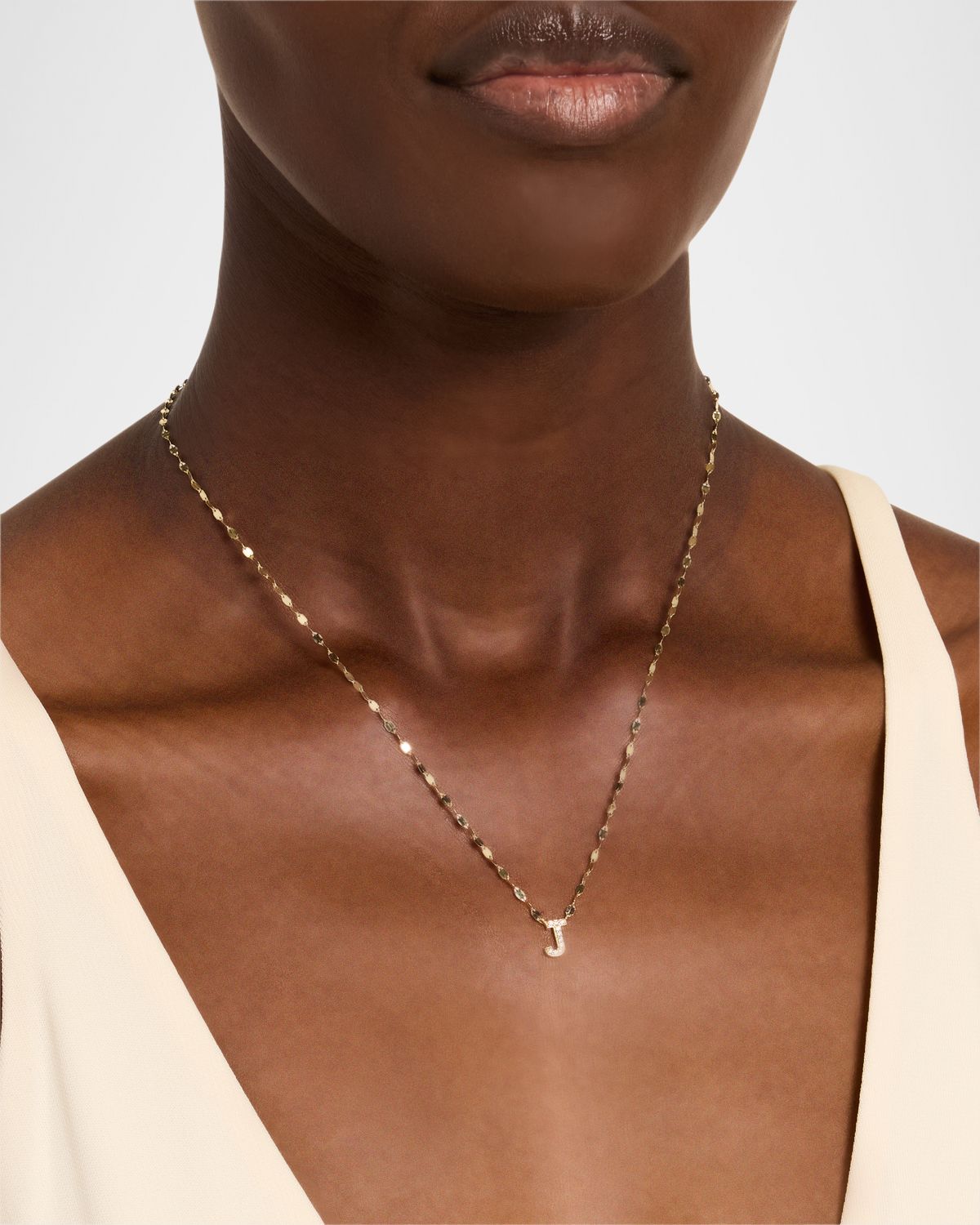 LANA Flawless Mini Intial Pendant Necklace with Jump Ring, 16-18"L