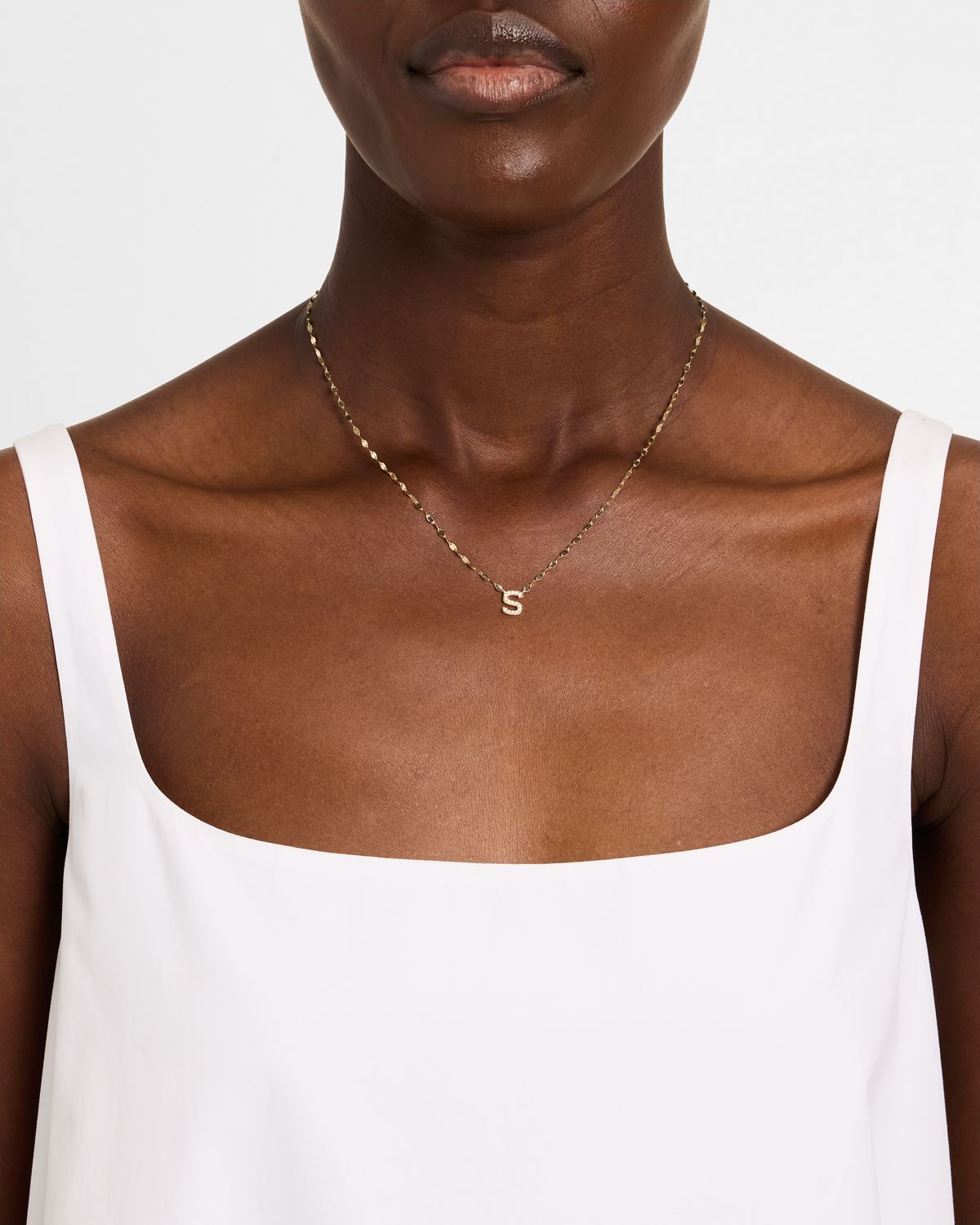 LANA Flawless Mini Intial Pendant Necklace with Jump Ring, 16-18"L