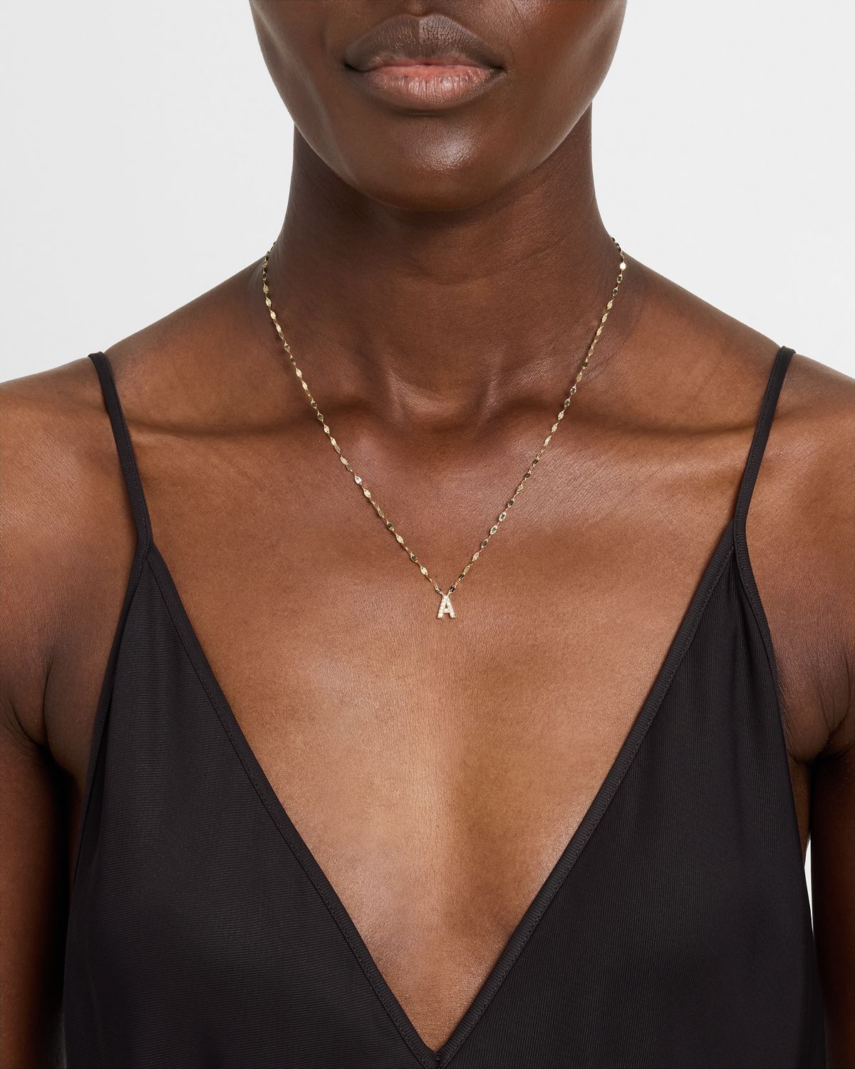 LANA Flawless Mini Intial Pendant Necklace with Jump Ring, 16-18"L