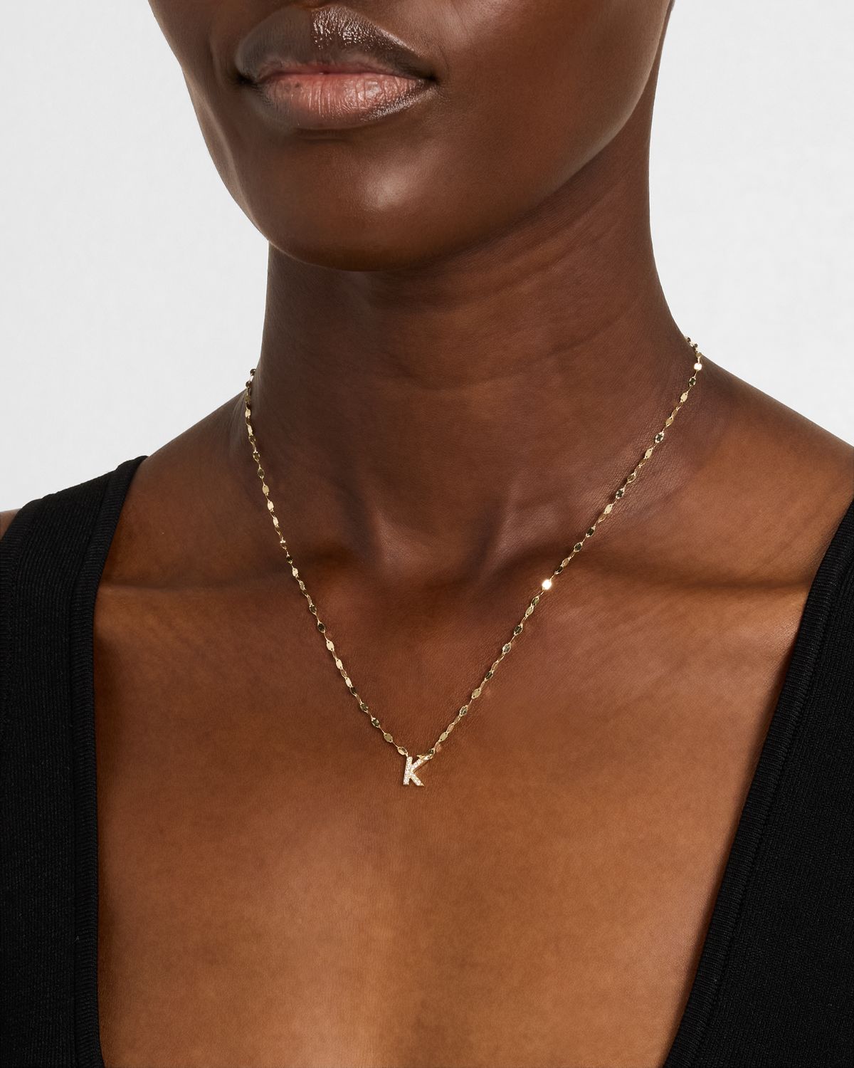 LANA Flawless Mini Intial Pendant Necklace with Jump Ring, 16-18"L