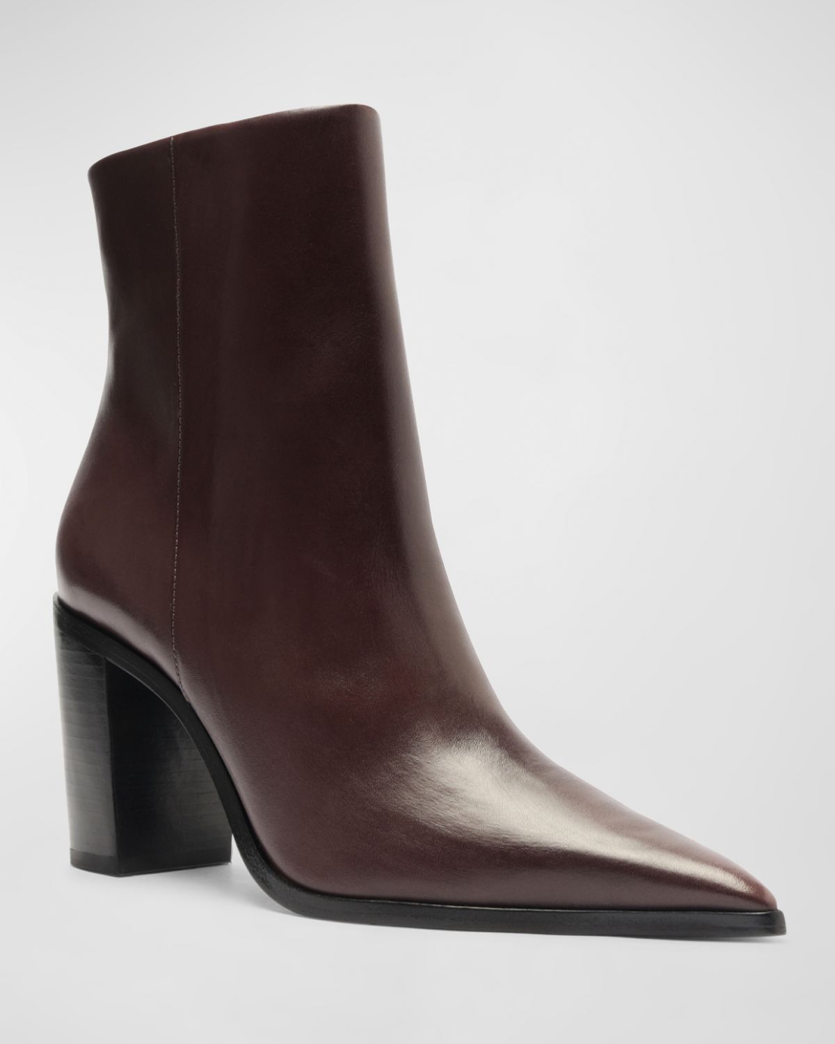 Schutz Mikki Leather Block-Heel Booties