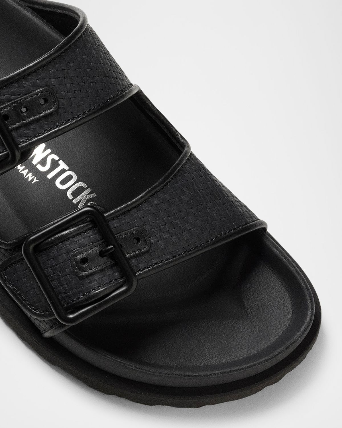 1774 Birkenstock Arizona Raffia Dual-Buckle Slide Sandals