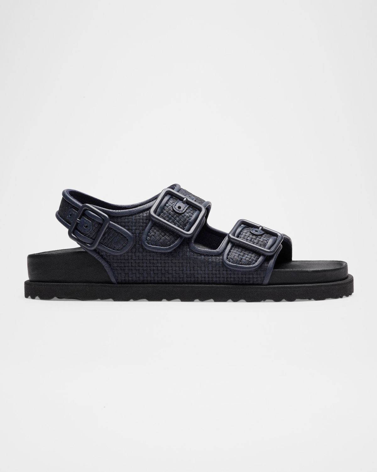 1774 Birkenstock Milano Raffia Dual-Buckle Slingback Sandals