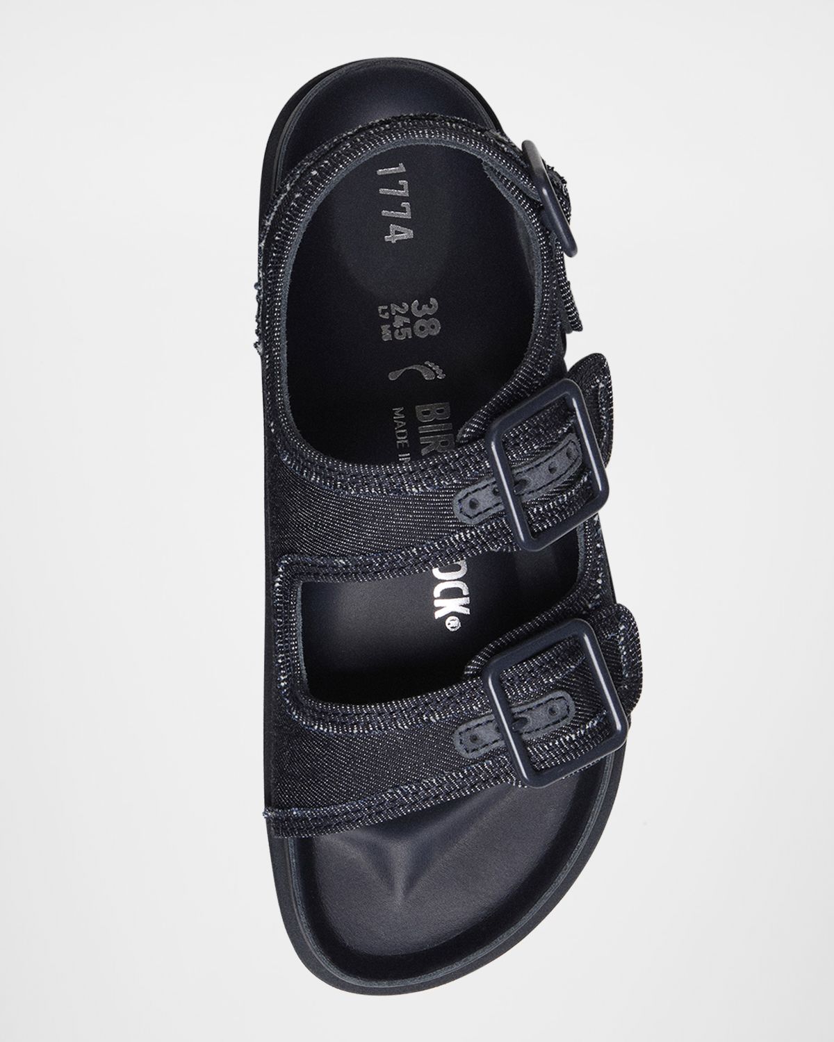 1774 Birkenstock Milano Denim Dual-Buckle Slingback Sandals