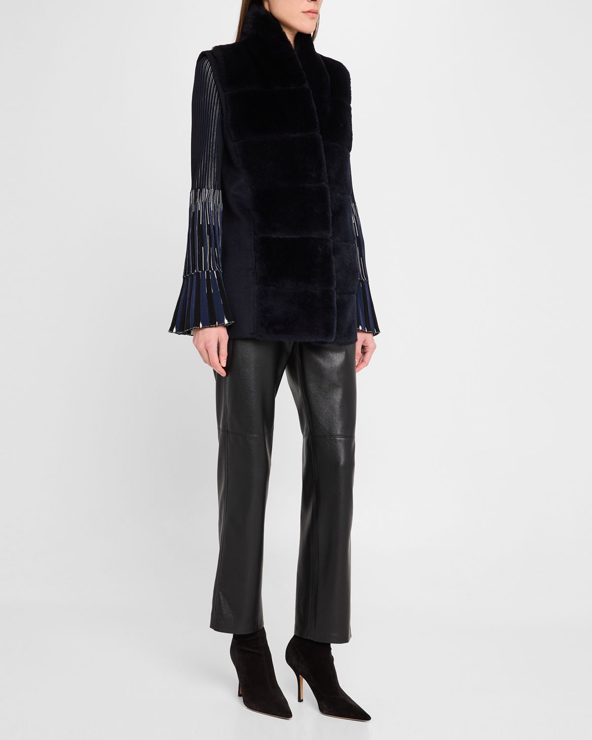 Gorski Reversible Shearling Lamb Vest with Cashmere-Blend Back