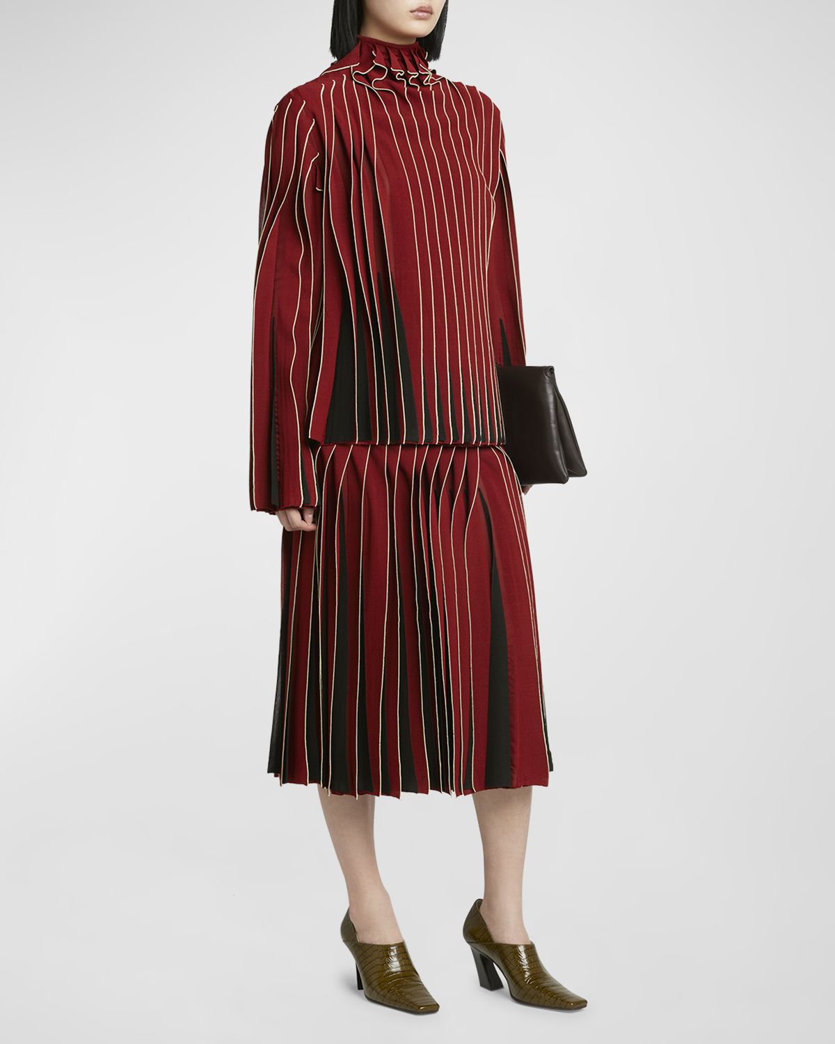 Bottega Veneta Dimensional Mock-Neck Blouse