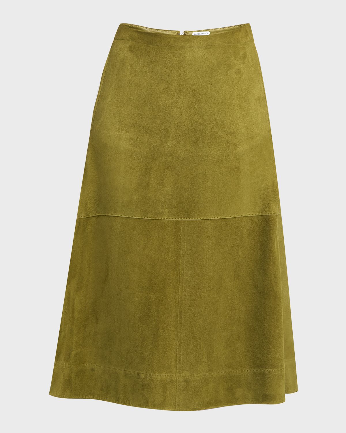 Bottega Veneta Paneled Suede Knee-Length Skirt