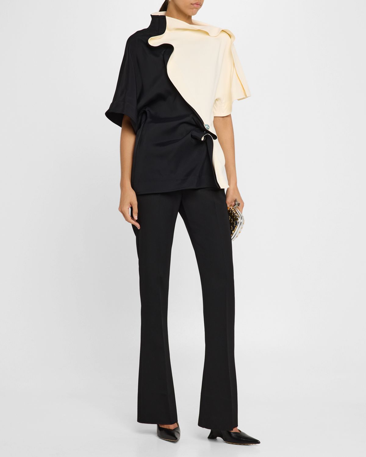 Bottega Veneta Colorblock Ruffle Top
