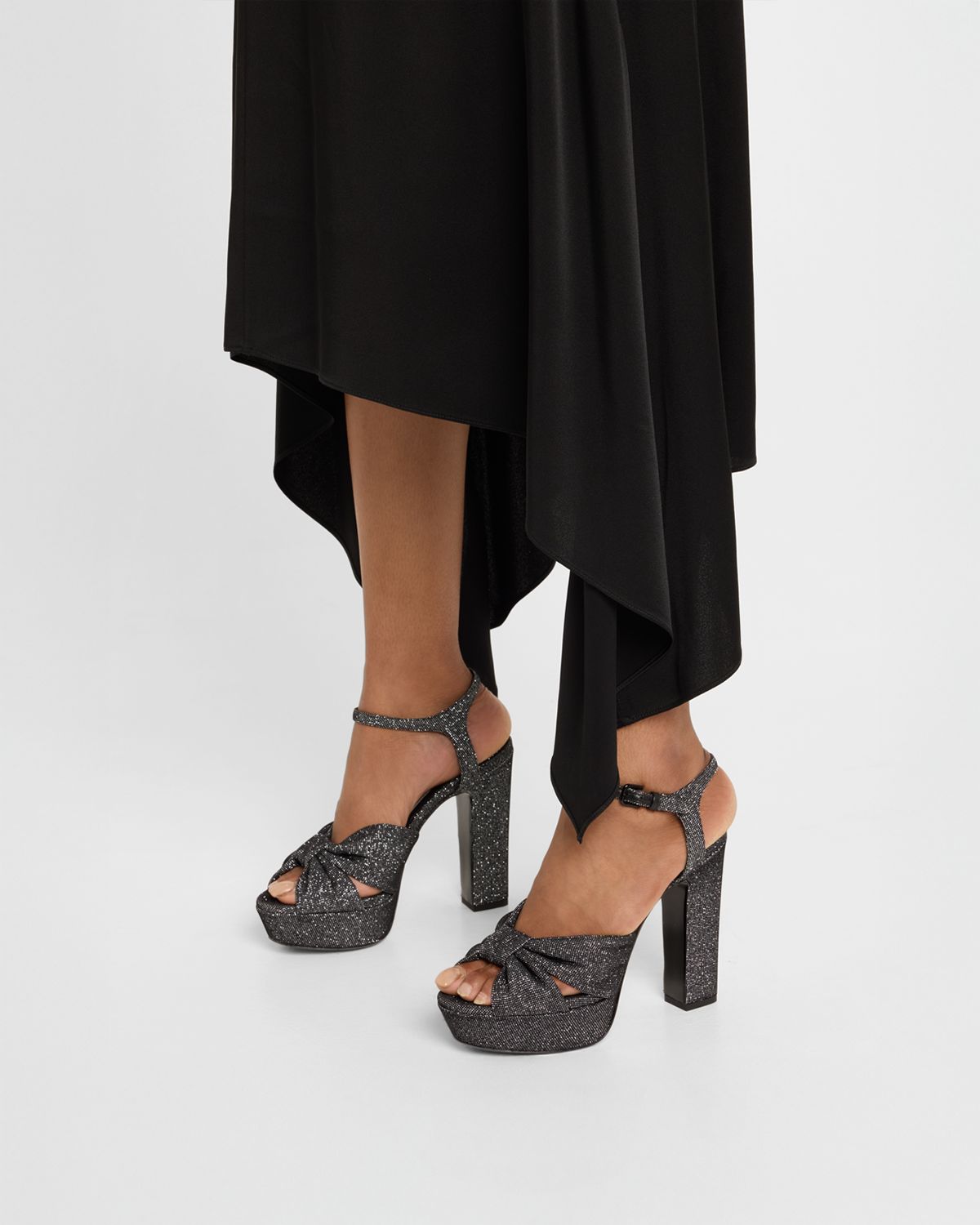 Jimmy Choo 120mm Heloise Glitter Knot Platform Sandals