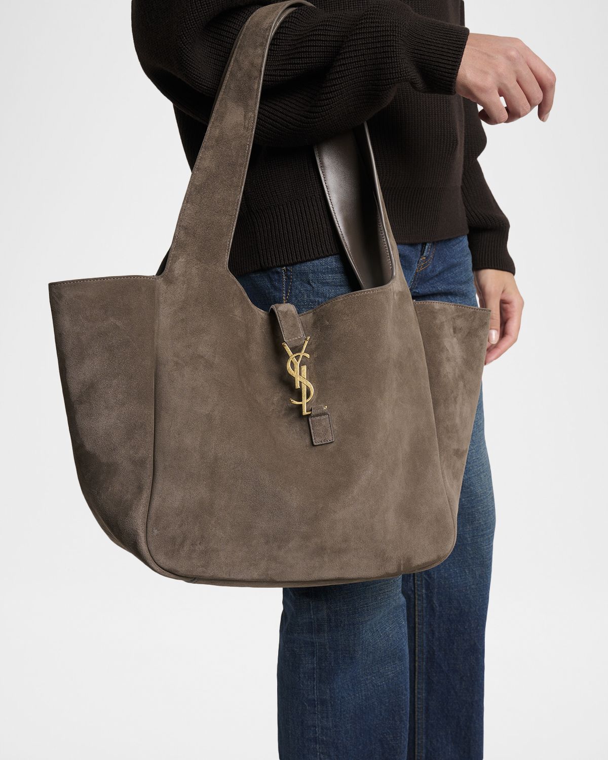 Saint Laurent Le 5 À 7 Bea YSL Cabas Tote Bag in Suede