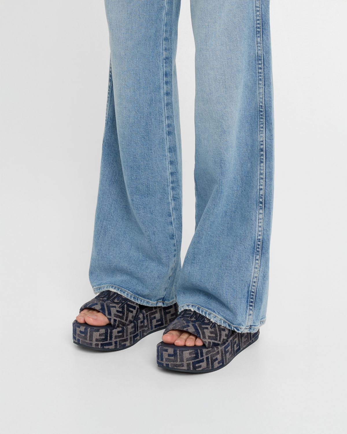 Fendi Sunshine FF Chenille Jacquard Platform Sandals