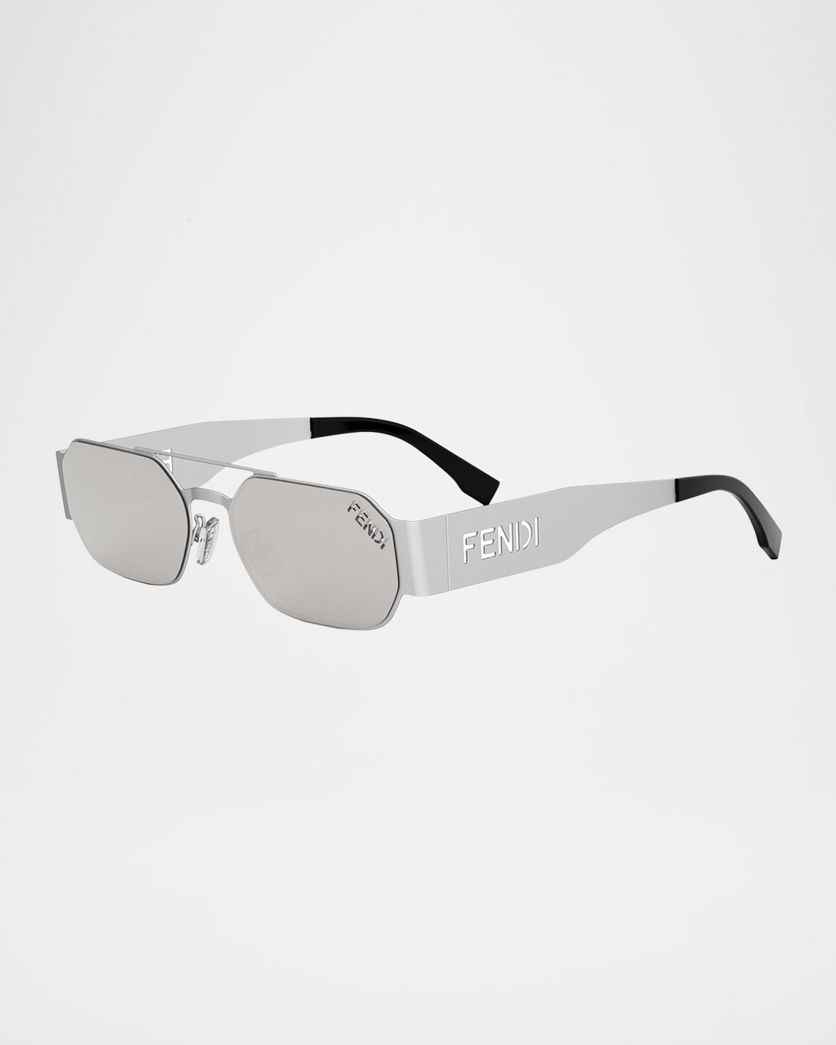 Fendi Cutout Logo Oval Metal & Nylon Sunglasses