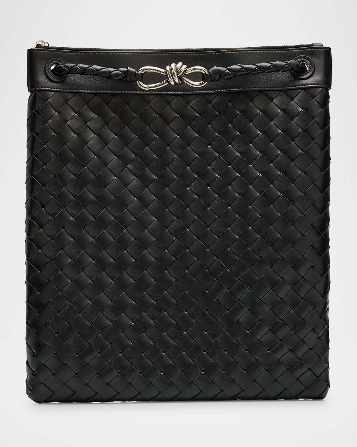 Bottega Veneta Men 's Andiamo Intrecciato Leather Flat Messenger Bag