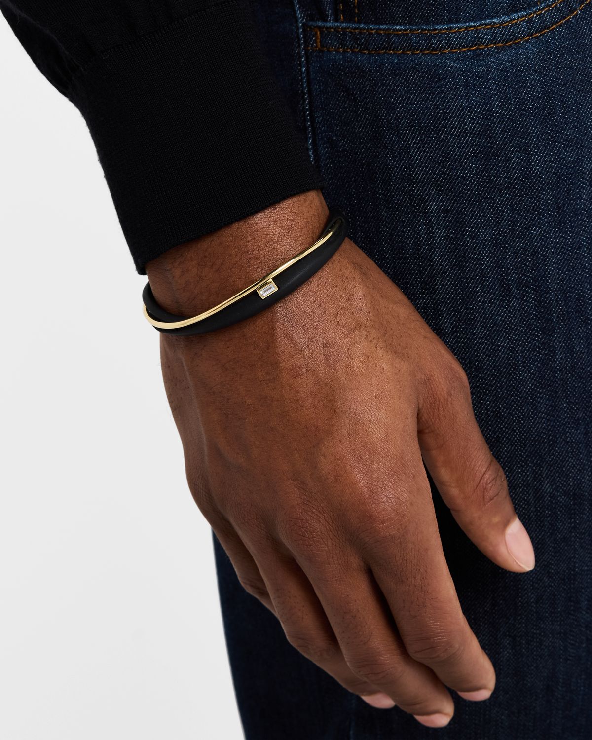 Nikos Koulis ME+N 18K Yellow Gold and Aluminum Tapered Diamond Bangle Bracelet