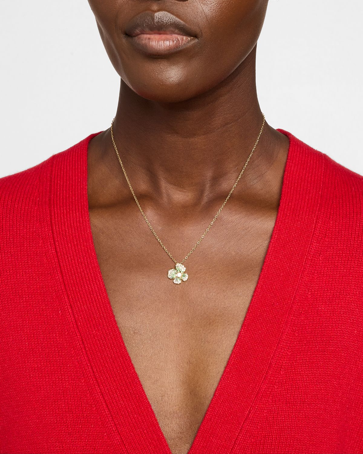 Miseno 18K Yellow Gold Flower Pendant Necklace with Diamonds and Tsavorite