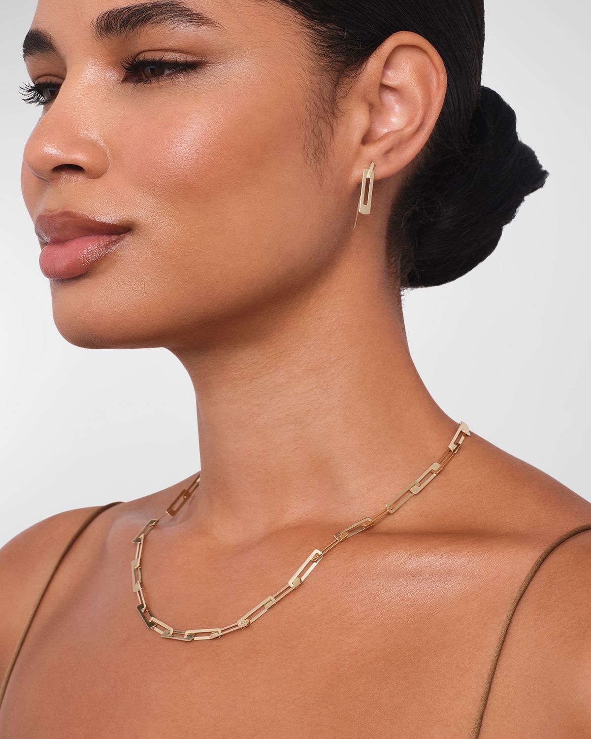 LANA Laser Open Interlocking Rectangle Necklace, 30"L