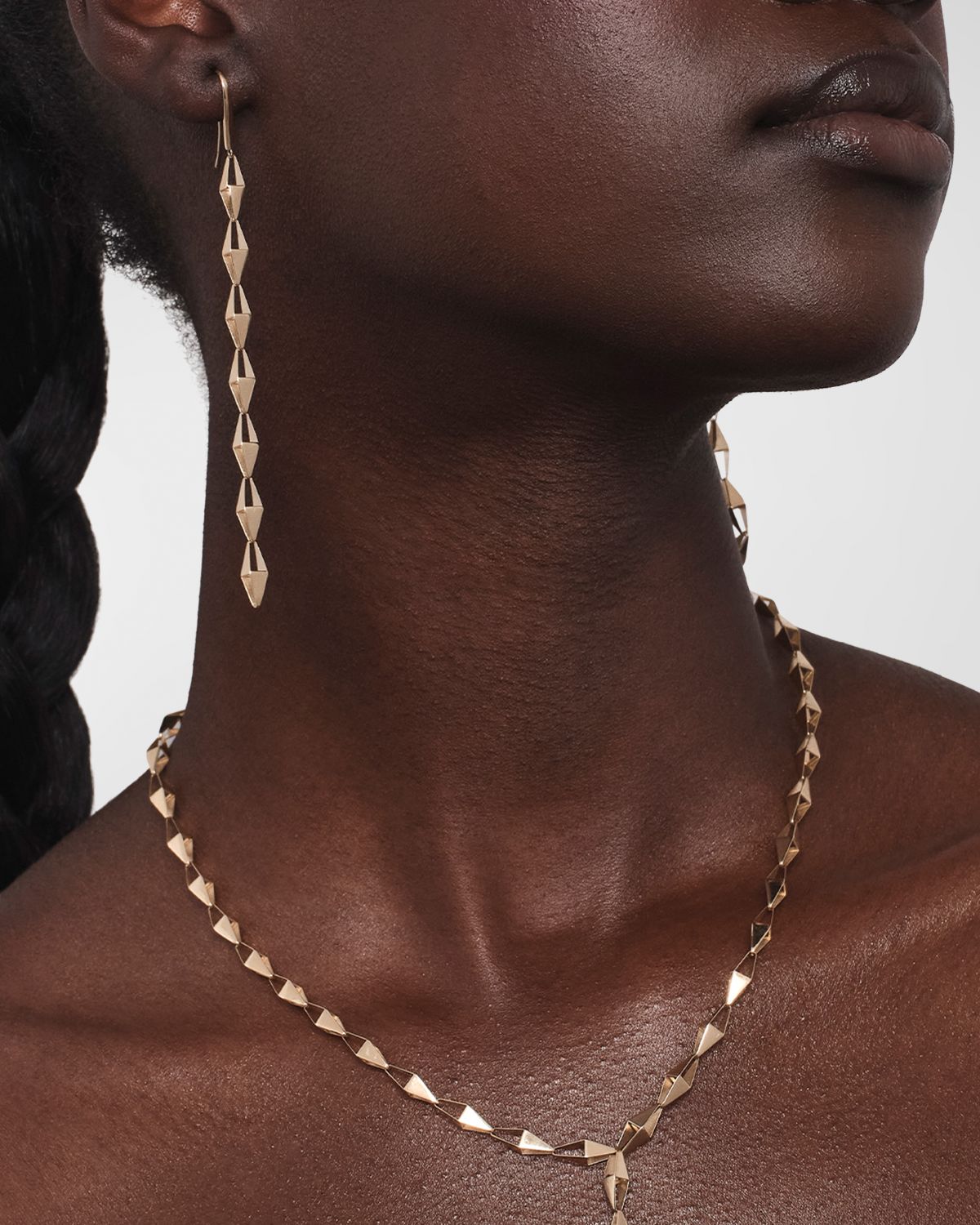 LANA Laser 3D Kite Long Linear Hook Earrings