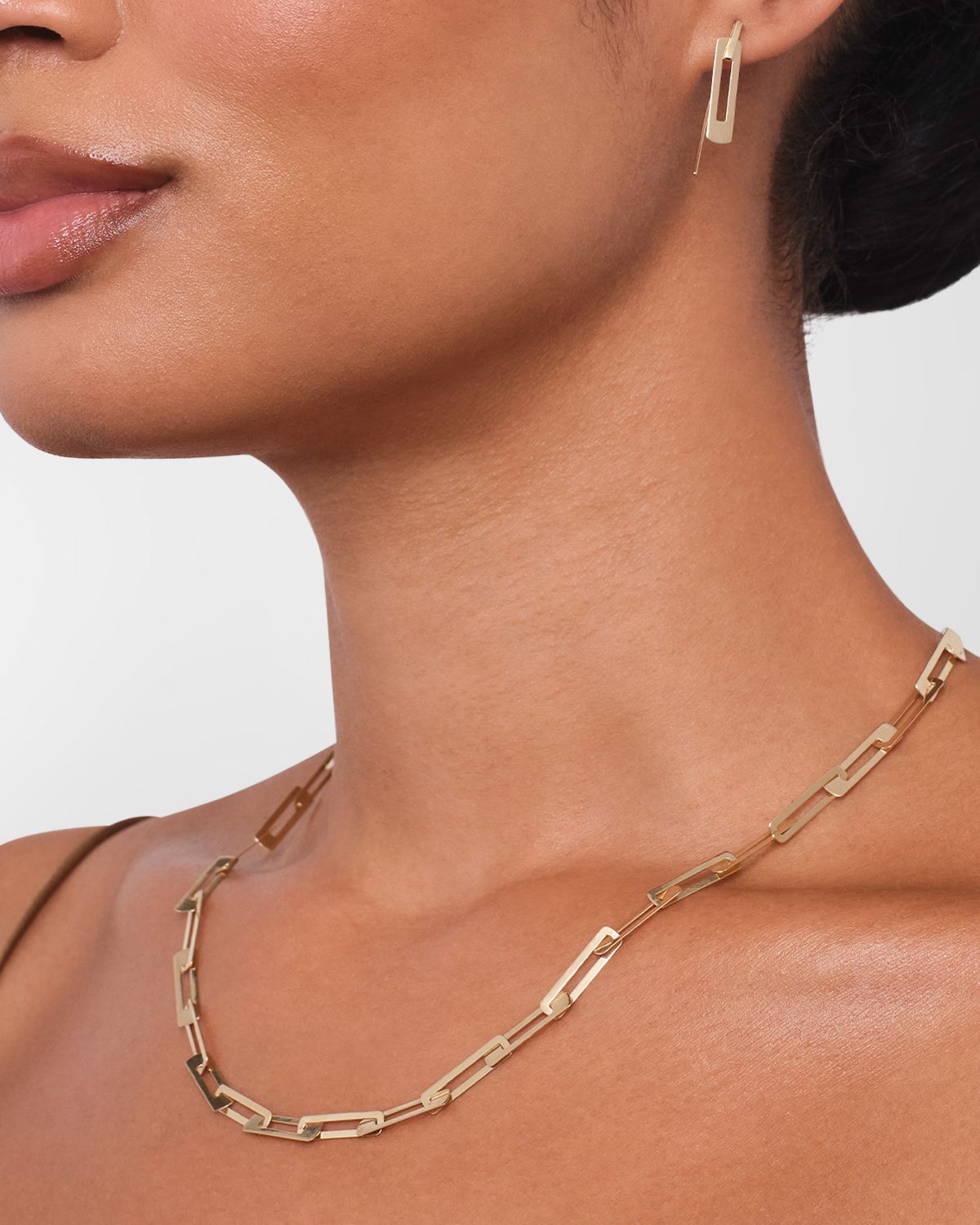 LANA Laser Open Interlocking Rectangle Necklace, 18"L