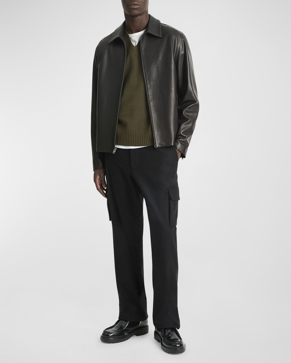 Vince Men 's Leather Zip-Up Jacket