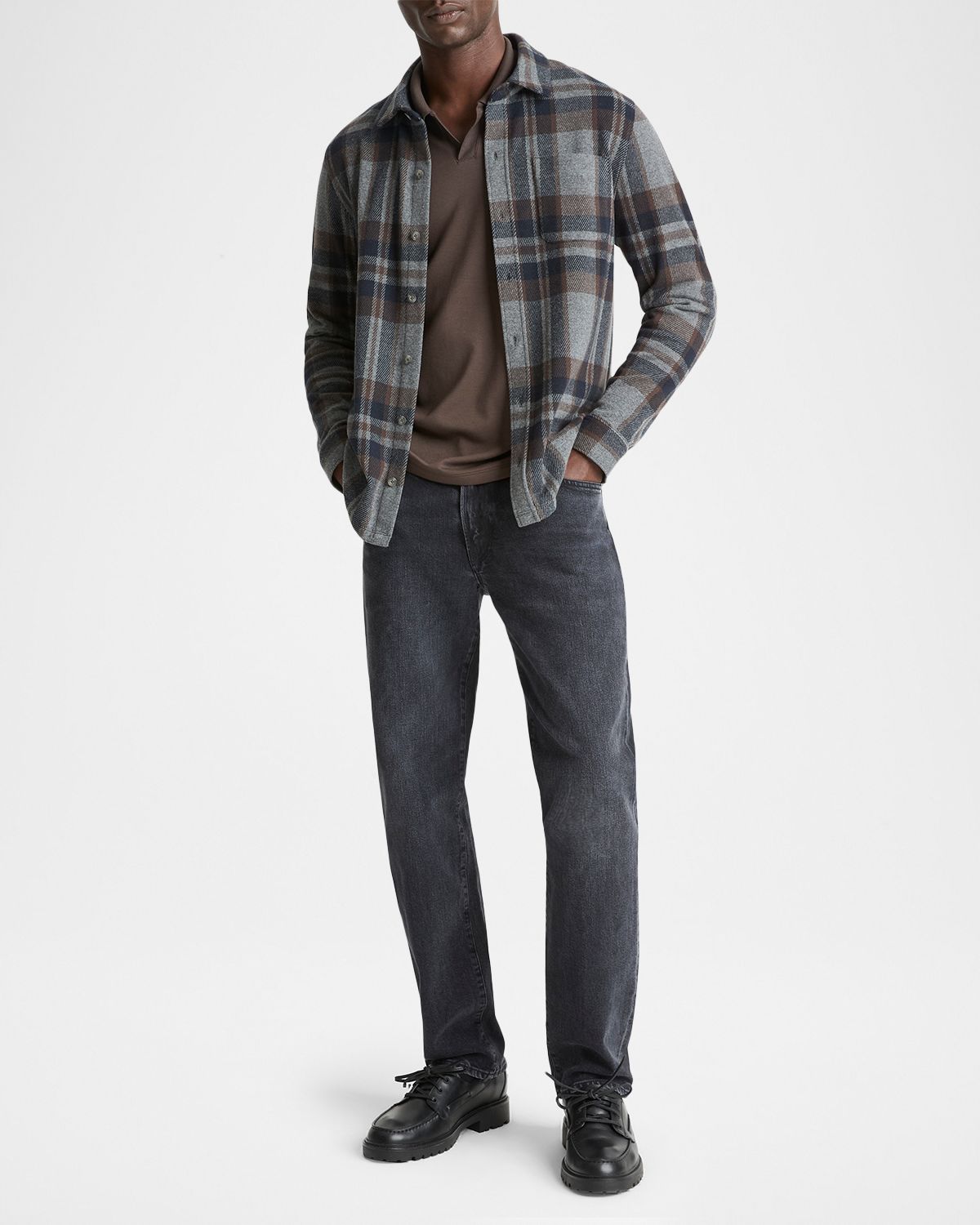 Vince Men 's Plaid Knit Overshirt