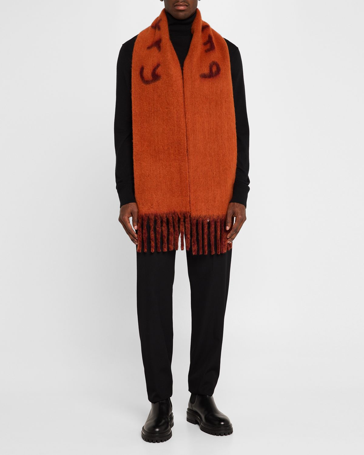 Burberry Men's Wool and Nylon Jacquard Logo Scarf
