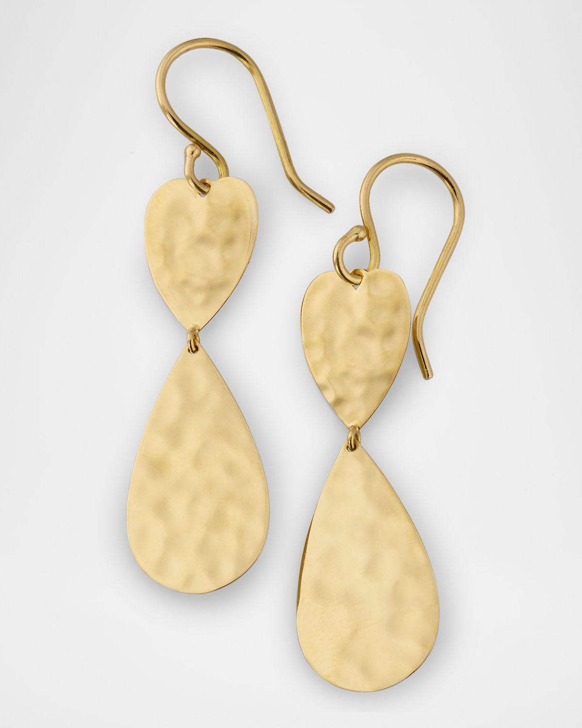Ippolita Classico Crinkle Heart and Teardrop Dangle Earrings in 18K Gold