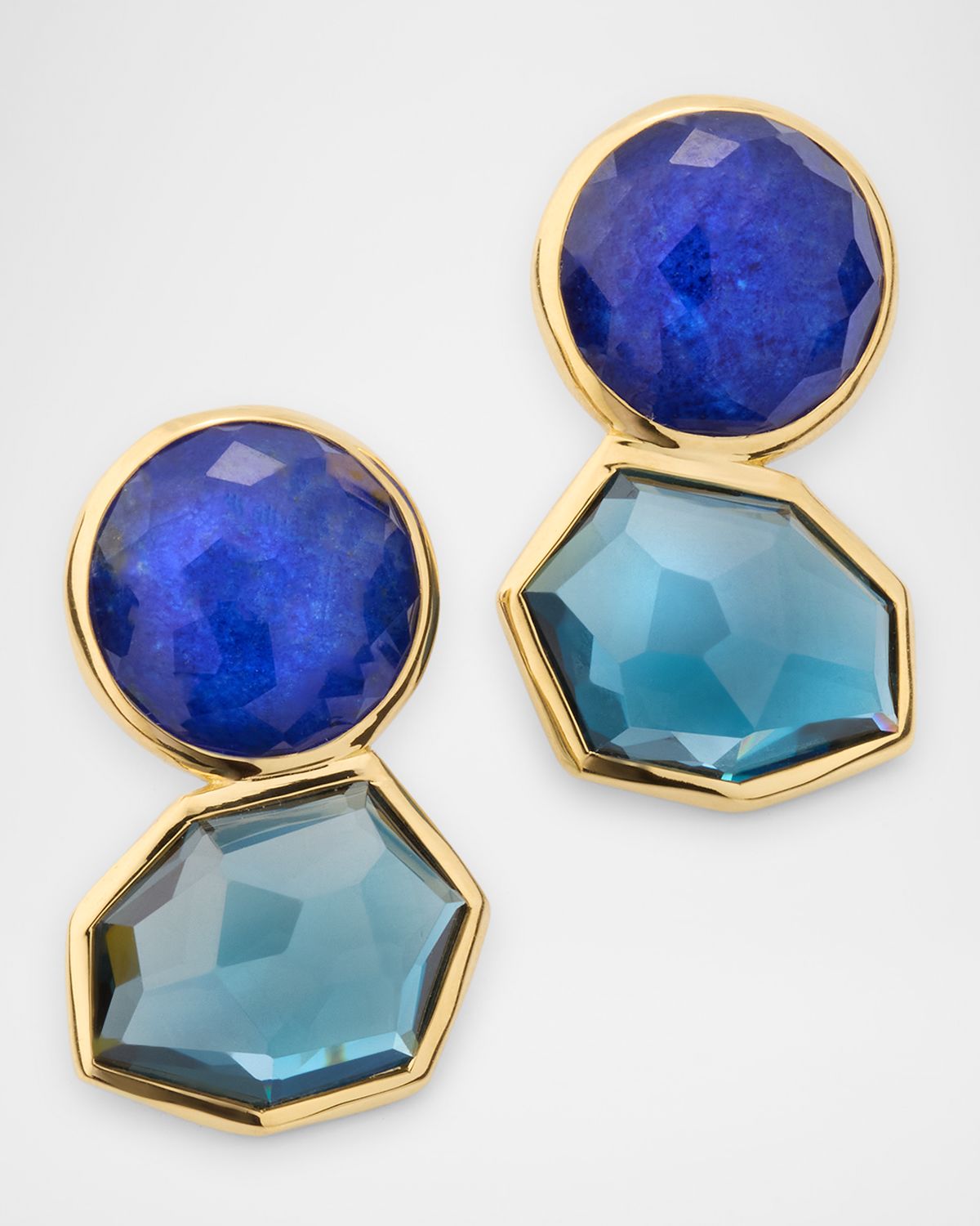 Ippolita Rock Crystal Large 2-Stone Post Earrings in 18K Gold