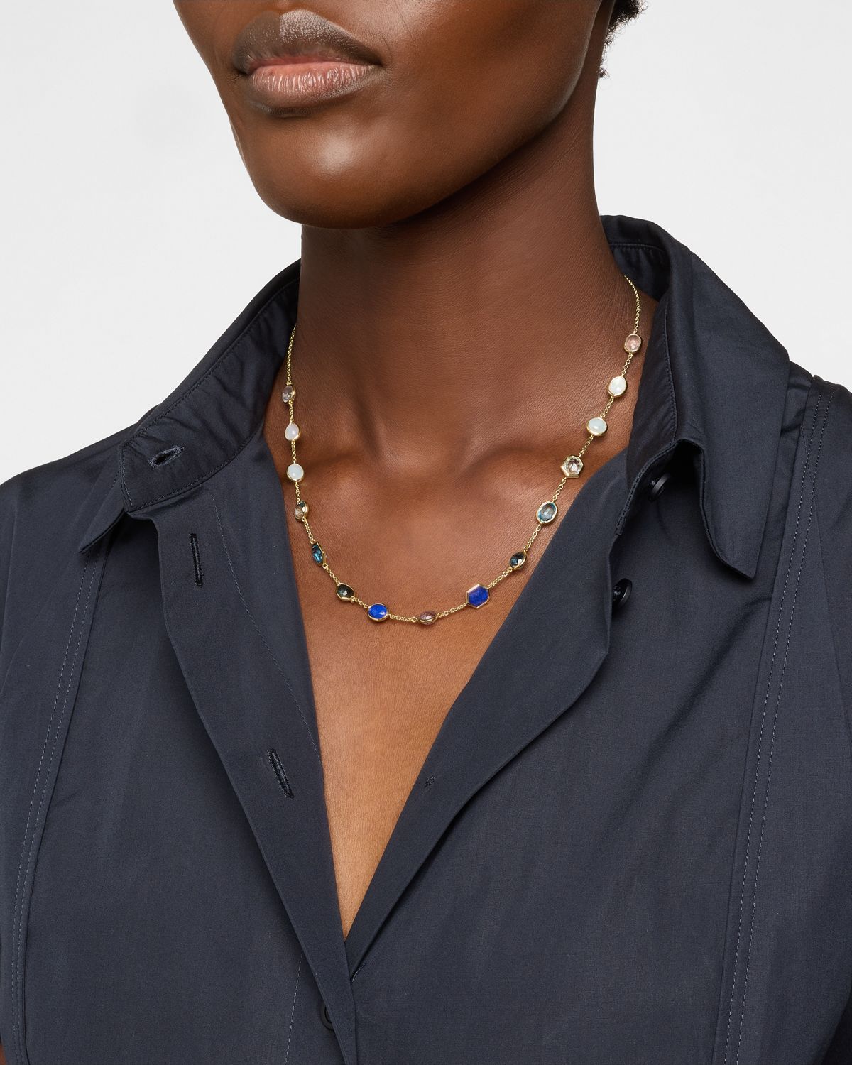 Ippolita Rock Candy Mare 15-Stone Station Chain Necklace in 18K Gold