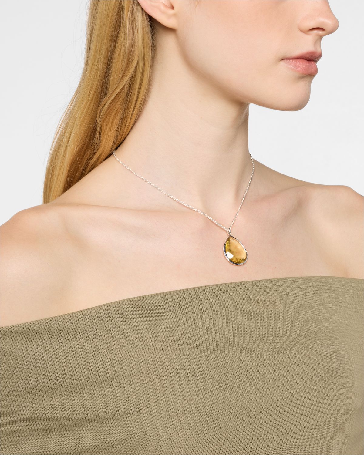 Ippolita Rock Candy Large Honey Citrine Teardrop Pendant Necklace in Sterling Silver