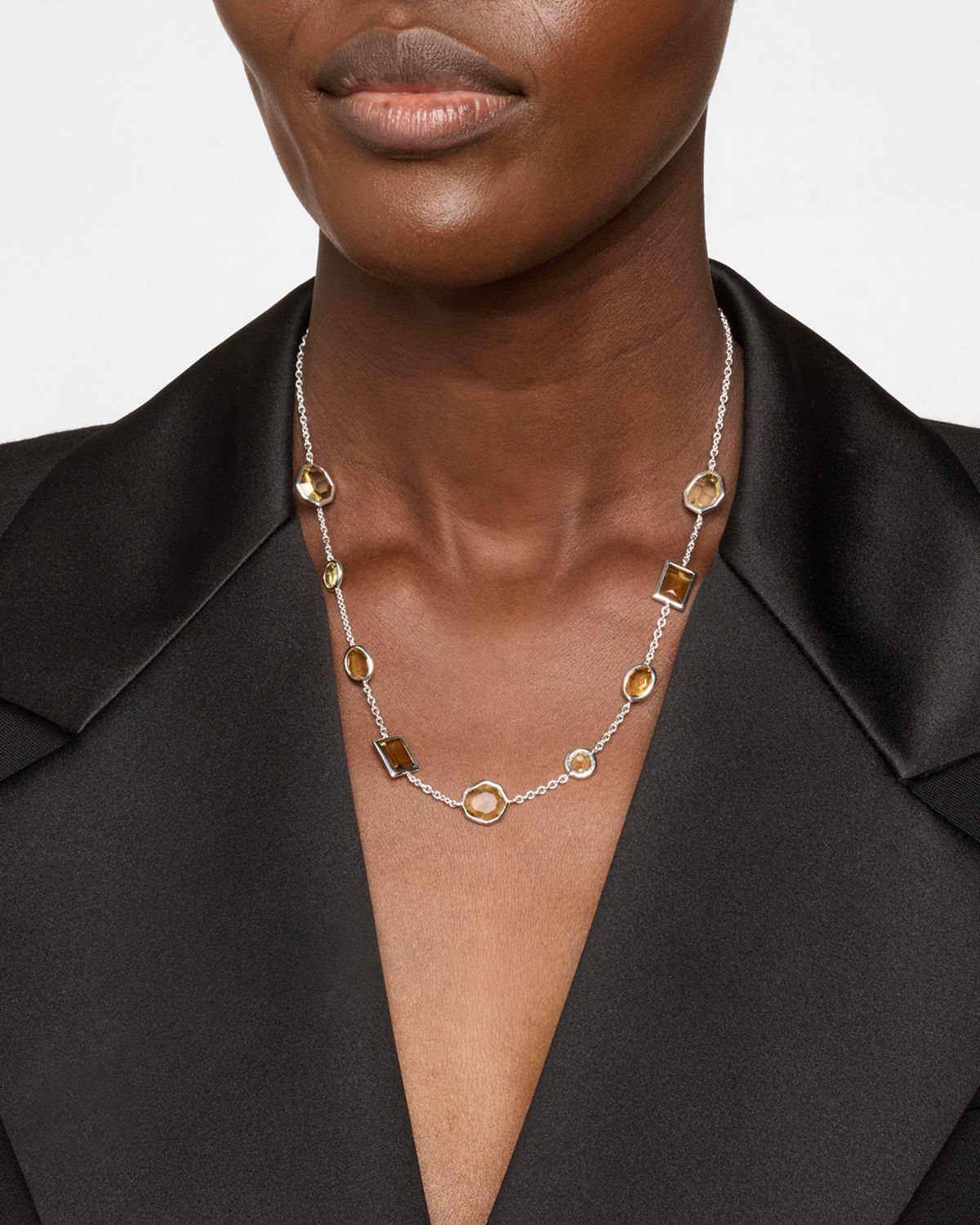 Ippolita Rock Candy Mixed-Cut Girasole Station Necklace in Sterling Silver