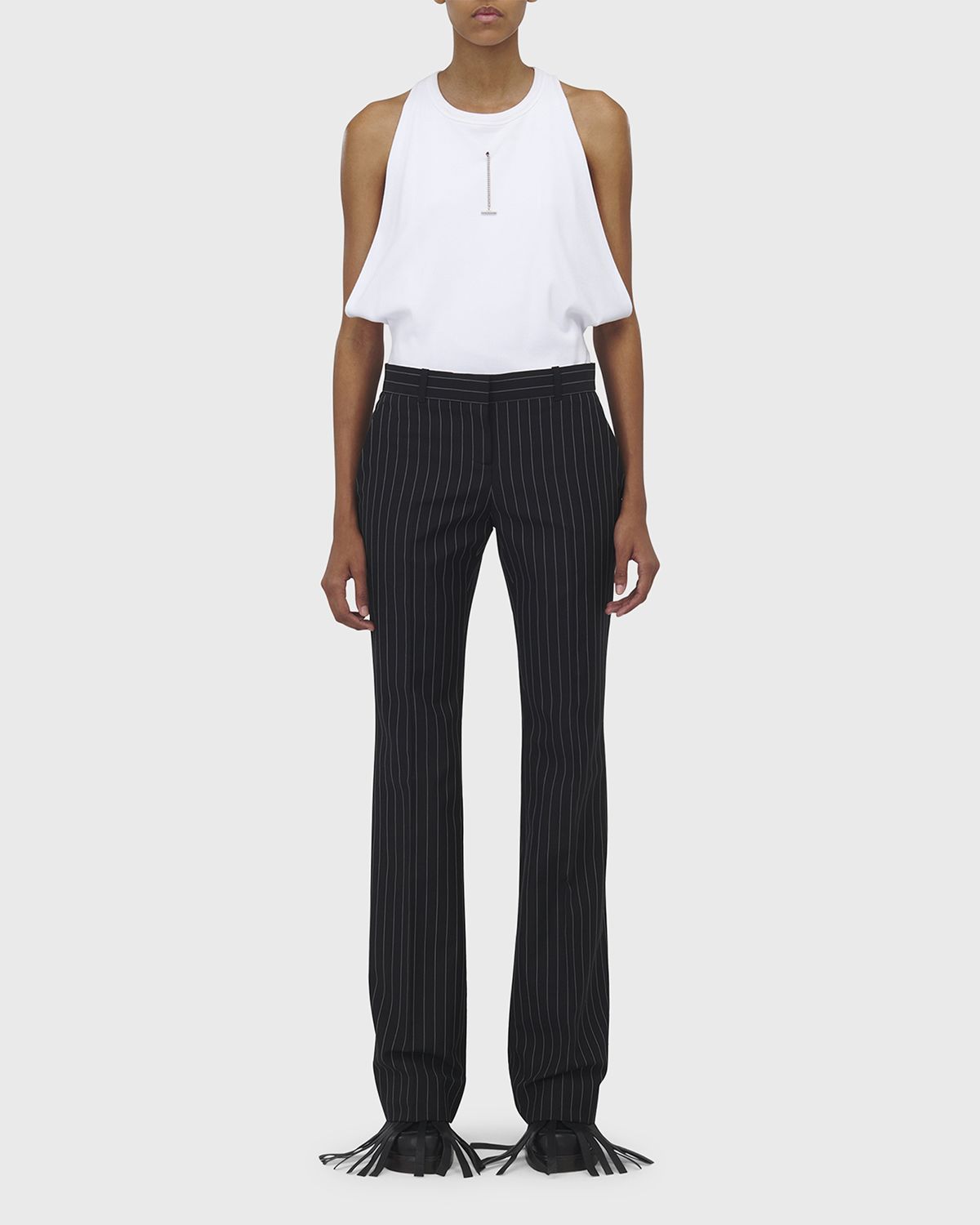 McQueen High-Rise Pinstripe Flared Trousers