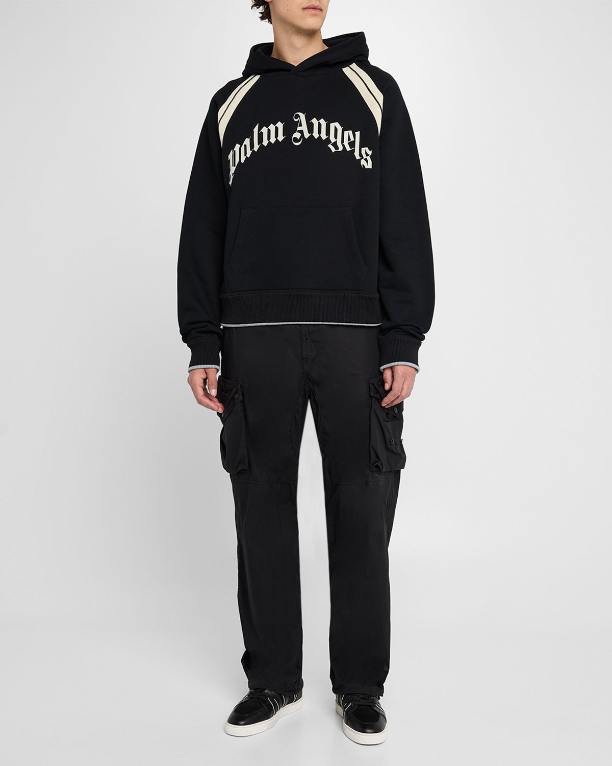 Palm Angels Men 's Curved Logo Track Hoodie