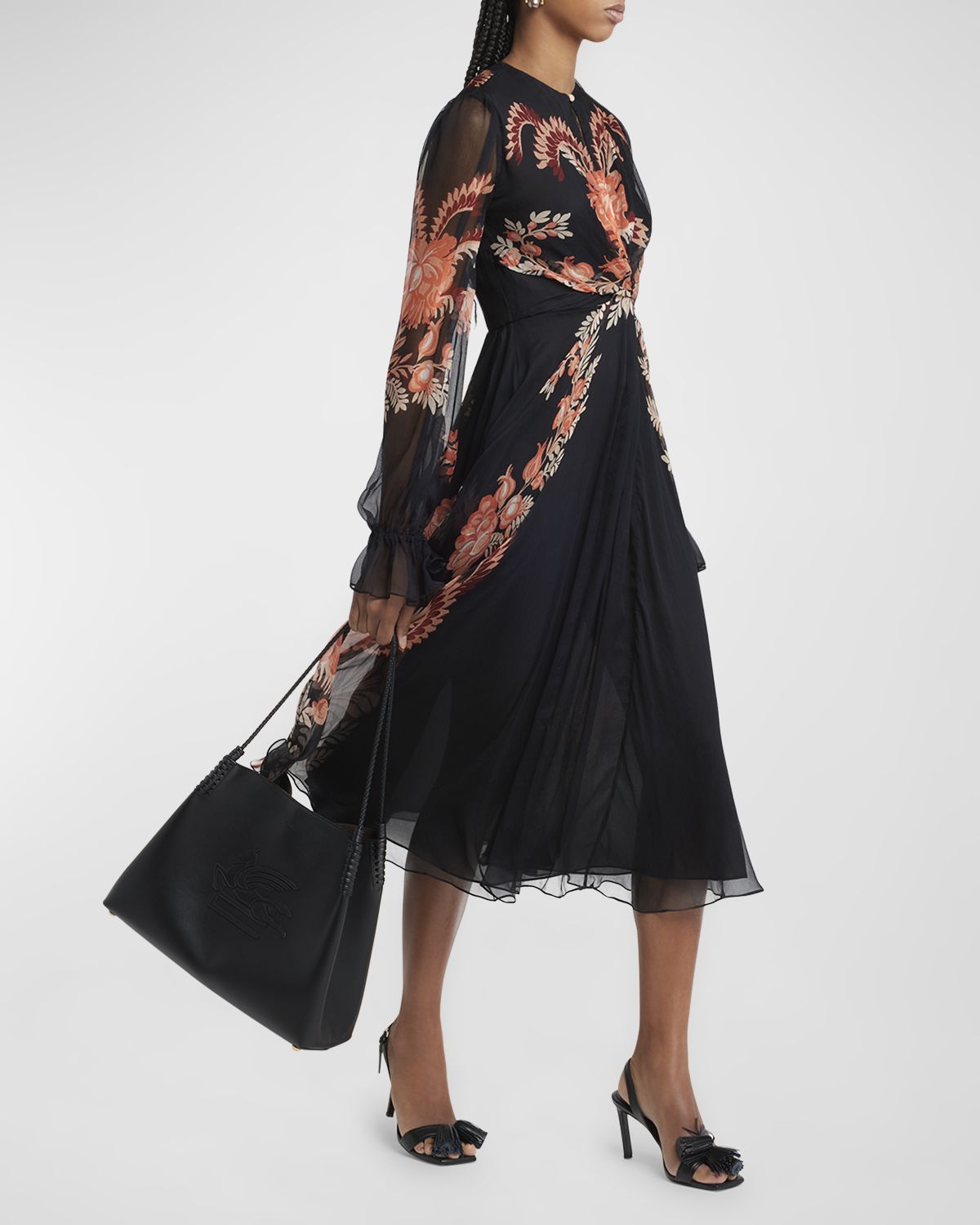 Etro Libra Leather Shopping Shoulder Bag