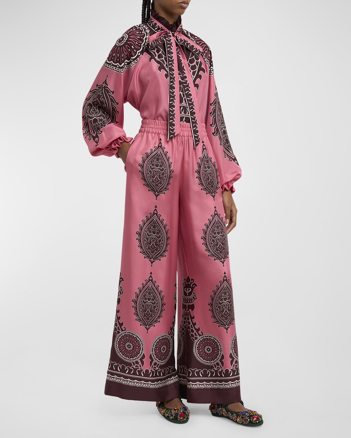 La DoubleJ Silk Wide-Leg Pull-On Palazzo Pants