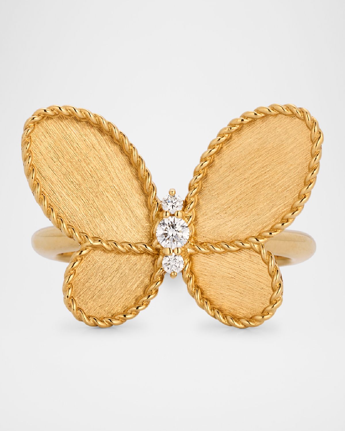 Roberto Coin Jasmine 18K Yellow Gold Diamond Butterfly Ring, Size 6.5