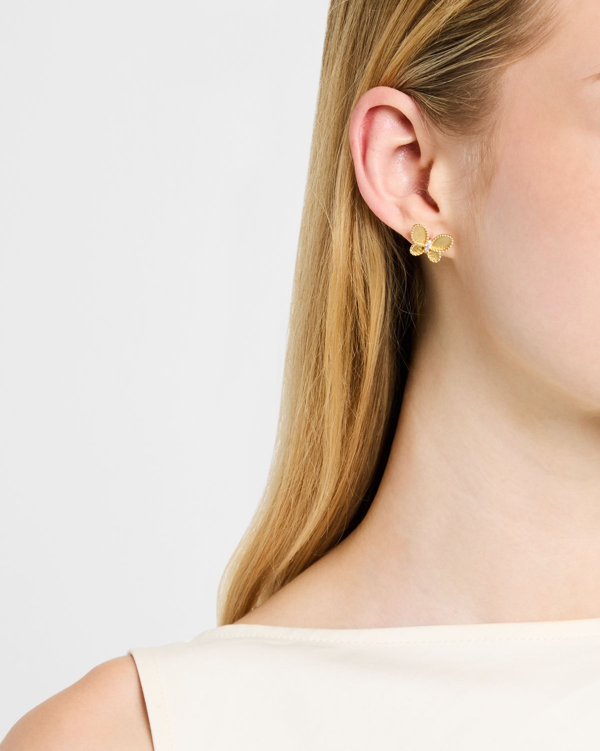 Roberto Coin Jasmine 18K Yellow Gold Diamond Butterfly Earrings