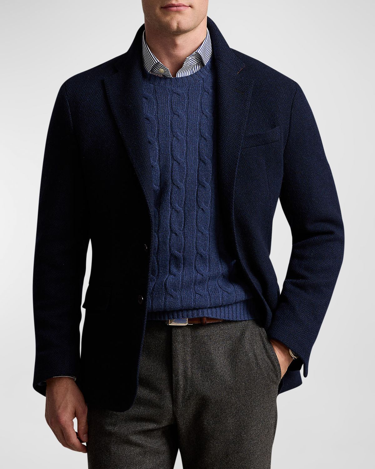 Polo Ralph Lauren Men 's Tailored-Fit Soft Herringbone Jacket | Thumbnail 2 Polo Ralph Lauren Men 's Tailored-Fit Soft Herringbone Jacket | Thumbnail 2
