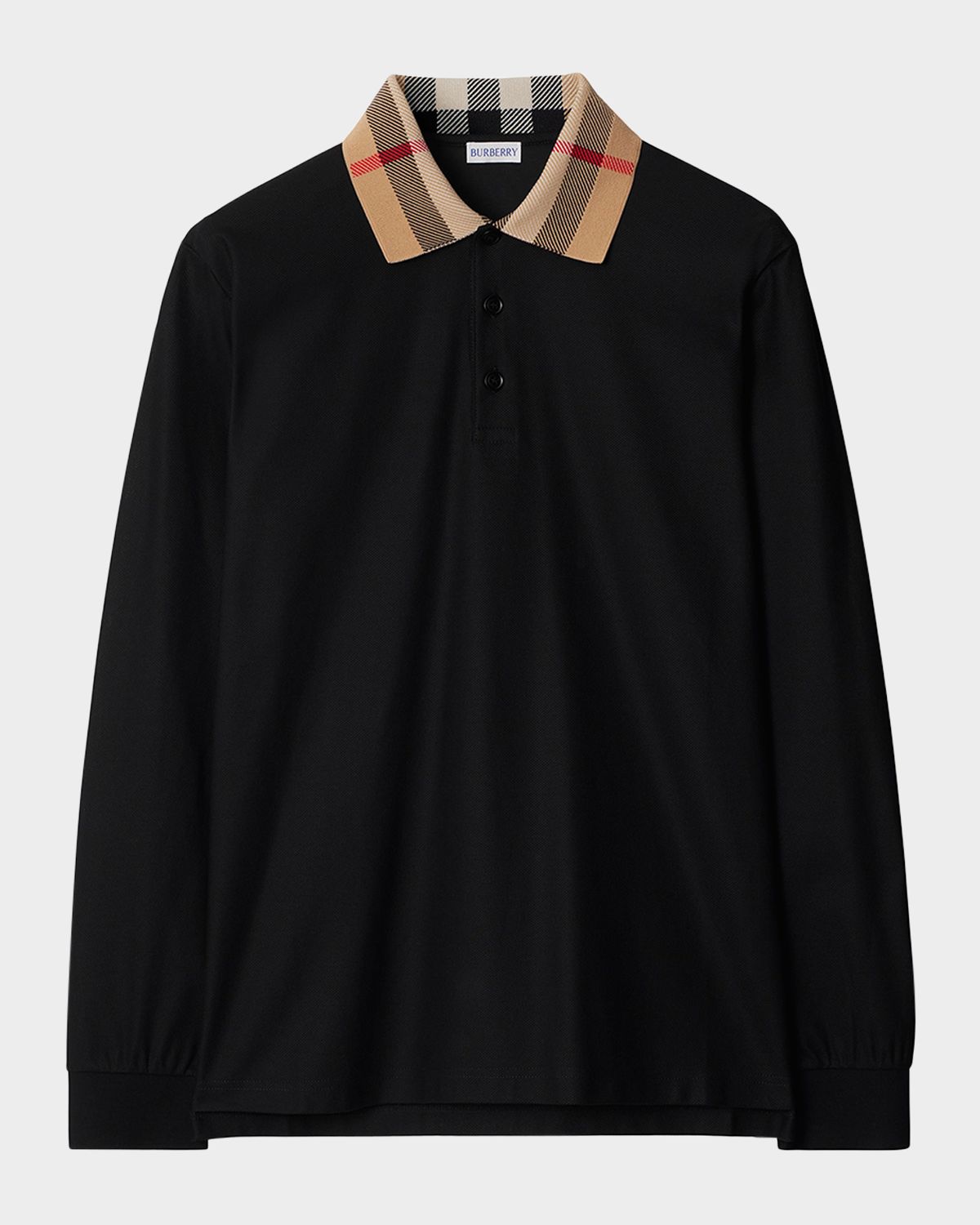 Burberry Men 's Cody Cotton Slim Fit Long-Sleeve Check Collar Polo Shirt