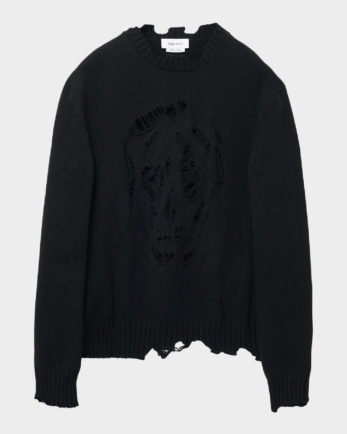 McQueen Men 's Distressed Skull Sweater