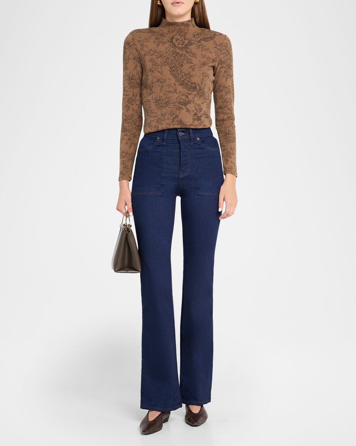 Veronica Beard Crosbie Straight-Leg Jeans with Patch Pockets