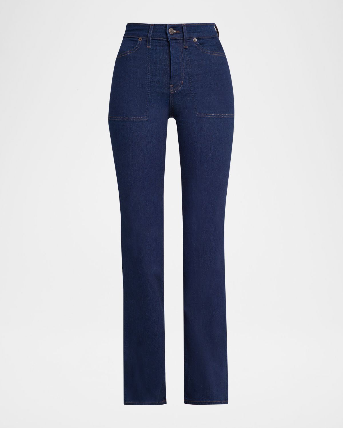 Veronica Beard Crosbie Straight-Leg Jeans with Patch Pockets