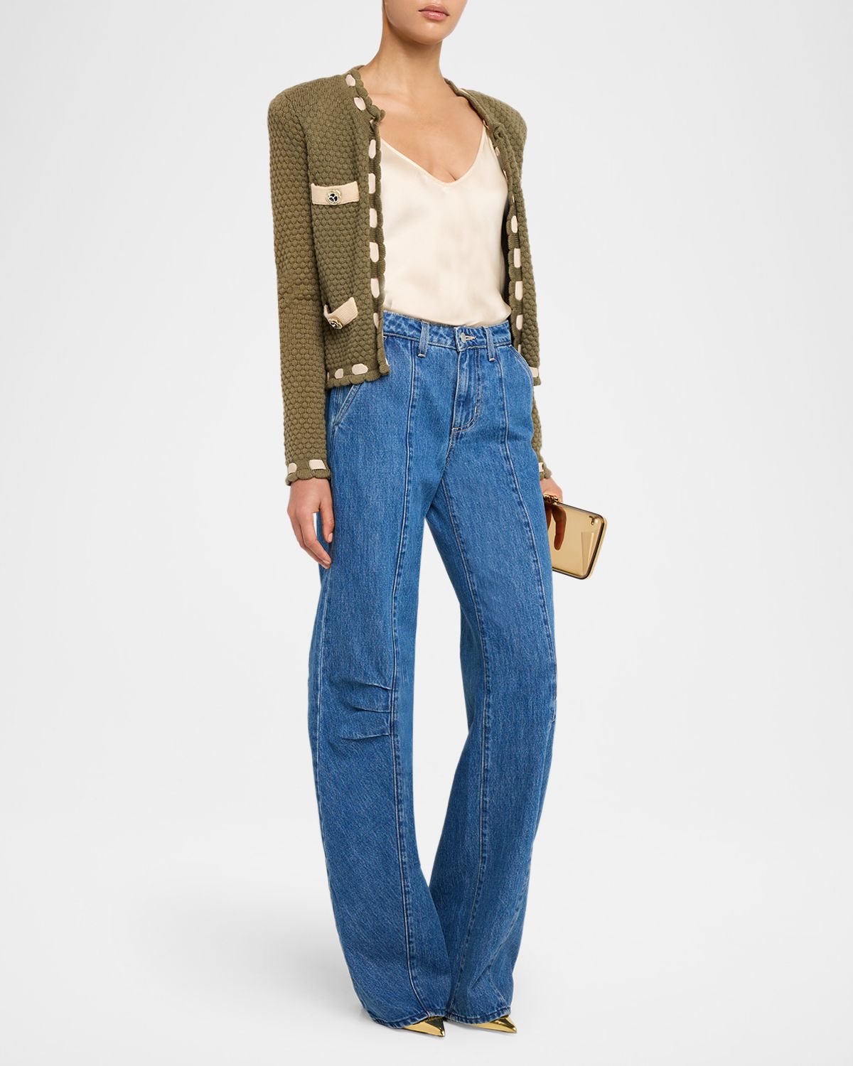 L 'Agence Astor Contrast Trim Cardigan