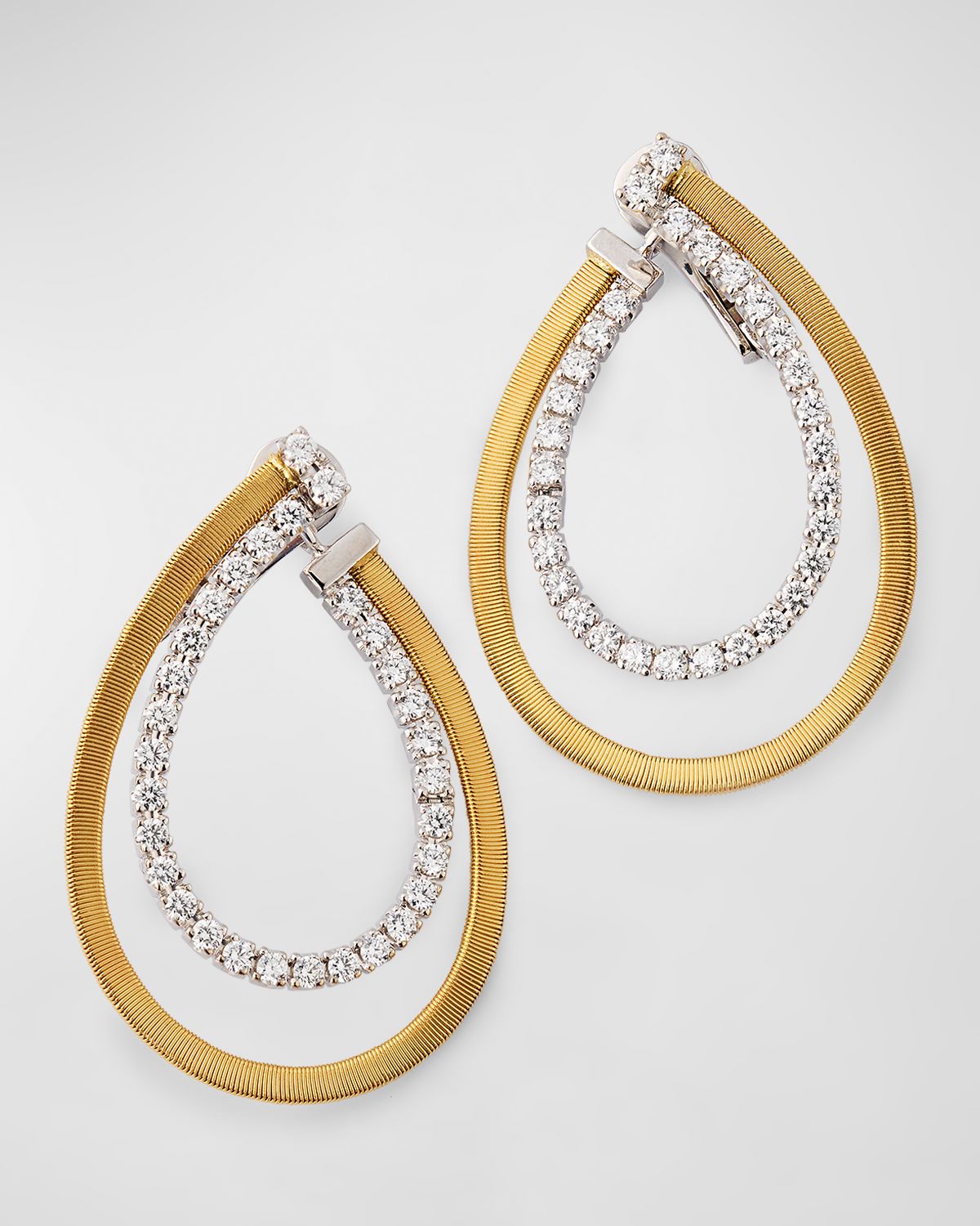 Marco Bicego 18K Yellow Gold Coil Drop Earrings with Diamonds