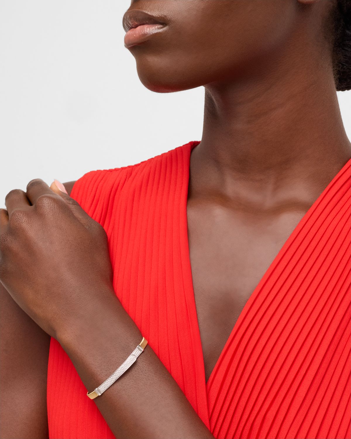 Marco Bicego 18K Yellow Gold Coil and Pavé Diamond Thin Bangle Bracelet