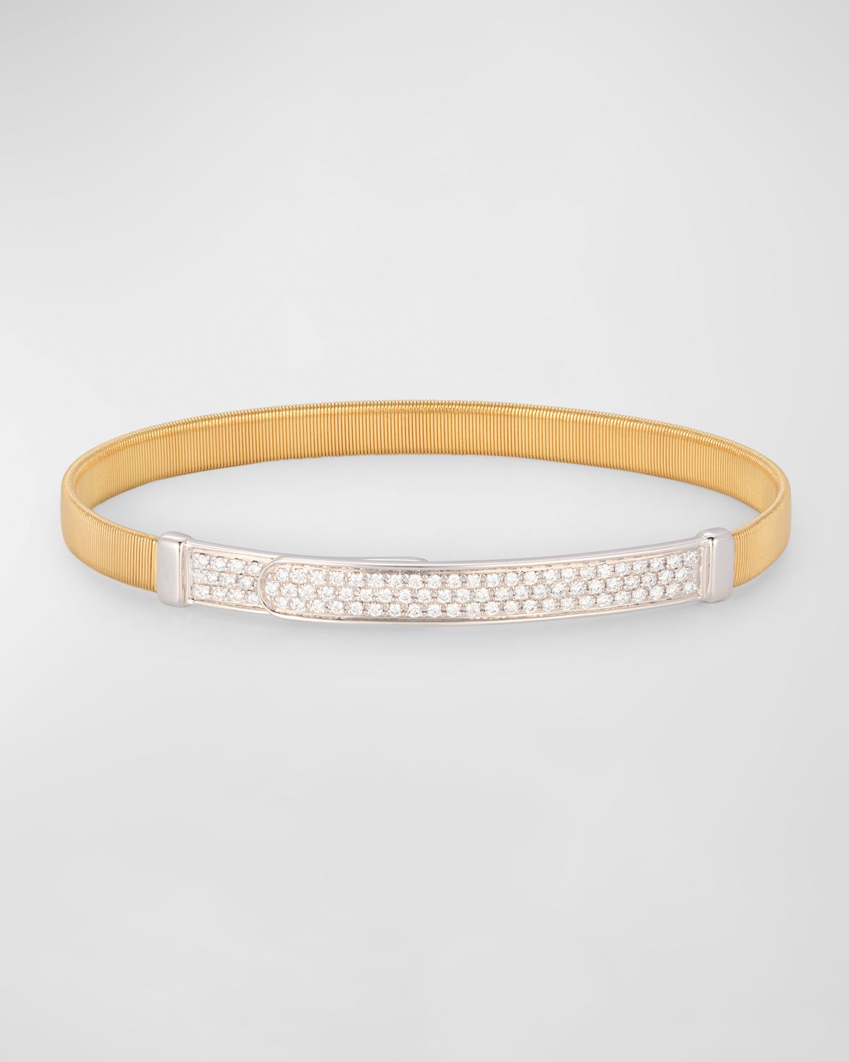 Marco Bicego 18K Yellow Gold Coil and Pavé Diamond Thin Bangle Bracelet
